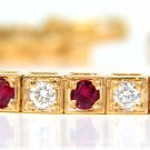 █$7000 3.80CT NATURAL GEM RUBY DIAMOND TENNIS BRACELET BEAD SET BOXES 14KT █