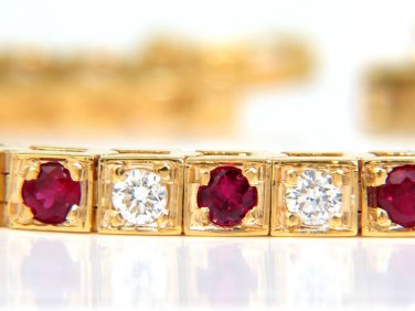 &acirc;��$7000 3.80CT NATURAL GEM RUBY DIAMOND TENNIS BRACELET BEAD SET BOXES 14KT &acirc;��