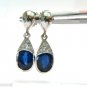 â$5000 4.36CT NATURAL DIAMOND SAPPHIRE DANGLE EARRINGS 14KTâ