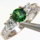 █$5000 1.76CT NATURAL BRIGHT FINE GEM GREEN TSAVORITE DIAMOND RING 14KT █