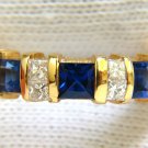 █$3300 NATURAL 1.50CT PRINCESS FINE GEM SAPPHIRE DIAMOND BAND 14KT █