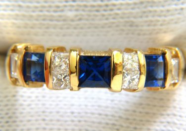 &acirc;��$3300 NATURAL 1.50CT PRINCESS FINE GEM SAPPHIRE DIAMOND BAND 14KT &acirc;��