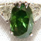 $8500 3.26CT ENHANCED FANCY COLOR GREEN DIAMOND NECKLACE SIDE TRILLIANTS 14KT