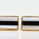 █UNISEX 14KT 20X10mm BLACK ONYX / MOTHER OF PEARL INLAID CUFFLINKS█