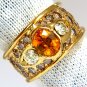 $7000 3.50ct natural canary oval sapphire & fancy colors diamonds ring 14kt.