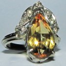 █ESTATE 3.15CT NATURAL CITRINE DIAMOND RING 14KT█