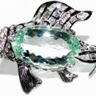 █$39000 GIA 57.37CT NATURAL GREEN BERYL FISH BROOCH PENDANT█