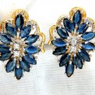 3.10CT NATURAL SAPPHIRE DIAMONDS CLUSTER EARRINGS 14KT OMEGA
