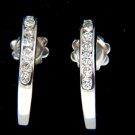 █$2300 .50CT ROUND DIAMONDS CHANNEL SET SEMI HOOP ELONGATED EARRINGS 14KT