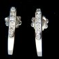 █$2300 .50CT ROUND DIAMONDS CHANNEL SET SEMI HOOP ELONGATED EARRINGS 14KT