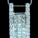 $3500 18KT .90CT PRINCESS & ROUNDS DIAMOND SQUARE CLUSTER COCKTAIL PENDANT