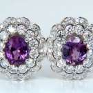 $17000 GIA 5.40CT NO HEAT VIVID PURPLE PINK SAPPHIRES DIAMOND EARRINGS UNHEATED