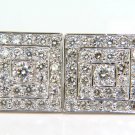 █$11000 VIDEO 3.50CT ART DECO CLUSTER SQUARE CLIP EARRINGS BEAD SET G /VS 14KT
