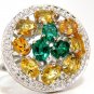 â–ˆ$6000 5.62CT NATURAL FANCY YELLOW SAPPHIRES VIVID GREEN EMERALDS CLUSTER RING