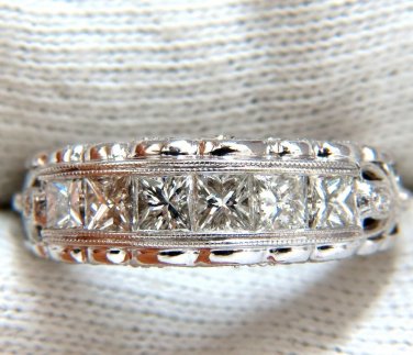 $4000 1.45ct natural princess cut diamonds band 14kt g/h/vs gilt etch detail