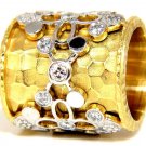 █$7000 1.10CT 14KT DIAMONDS SPANISH GOTH DECO REVIVAL HAMMERED FINISH BAND
