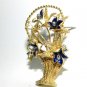 VINTAGE 47MM 18KT DIAMONDS FLOWER BROOCH ENAMEL A+++