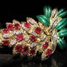 █ANTIQUE 10.40ct NATURAL RUBY DIAMOND BROOCH 18kt█ HUGE