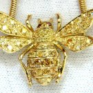 $5000 2.00ct NATURAL FANCY YELLOW ORANGE BROWN COLOR DIAMOND BEE NECKLACE 18KT