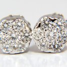 █$4500 1.40ct round natural diamonds flower cluster earrings g/vs 14kt sparkles