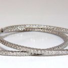 $7000 3.50ct 2.5 inch diameter large hoop diamond earrings 14kt g/vs button lock