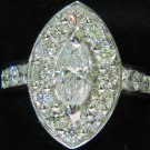 $13000 2.62 DIAMONDS CLUSTER RING MARQUISE & ROUNDS 14KT HALO DECO
