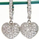 █$4500 2.20ct dangling hearts on hoop diamonds earrings 14kt g/vs locking lever