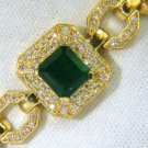 █$16500 VIDEO 6.25CT NATURAL EMERALD DIAMOND BRACELET 18KT GREEK LINKED DECO