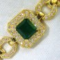 â–ˆ$16500 VIDEO 6.25CT NATURAL EMERALD DIAMOND BRACELET 18KT GREEK LINKED DECO