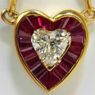 █$13500 2.36CT NATURAL BRILLIANT HEART DIAMOND GEM RUBY PENDANT 14KT CUSTOM█