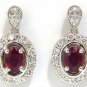 â$5000 2.96CT NATURAL OVAL BRIGHT PURPLE RED RUBY DIAMOND DANGLE EARRINGS 14KTâ
