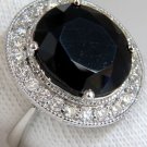 █$7000 13.04CT NATURAL BLACK SAPPHIRE DIAMONDS RING 14KT CLUSTER COCKTAIL