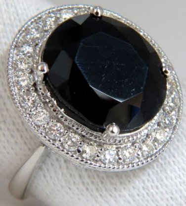 &acirc;��$7000 13.04CT NATURAL BLACK SAPPHIRE DIAMONDS RING 14KT CLUSTER COCKTAIL