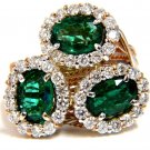 █4.02CT EMERALDS DIAMONDS CLUSTER COCKTAIL RING 18KT PARISIAN CROSSOVER TWIST