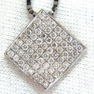 $3000 1.40CT DIAMONDS BEAD SET SQUARE ZEN PENDANT 3D CURVE 14KT 16 INCH CHAIN