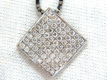 $3000 1.40CT DIAMONDS BEAD SET SQUARE ZEN PENDANT 3D CURVE 14KT 16 INCH CHAIN