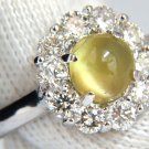 2.95ct natural cabochon chrysoberyl cats eye diamonds ring 14kt $7000