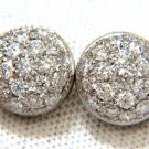█$5500 1.70CT DIAMONDS CIRCULAR RAISED DOME CLUSTER BEAD SET DIAMONDS EARRINGS