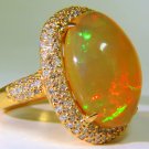 █$17,000 11.36CT NATURAL HOLOGRAPHIC OPAL DIAMOND RING 14KT RARE█