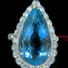 █$31000 GIA BLUE 18KT 17.78CT NATURAL BRILLIANT GEM AQUAMARINE DIAMOND RING VS█