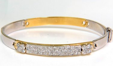 &acirc;��$7000 18KT DESIGNER LASQUADRA 1.50CT DIAMOND BANGLE BRACELET TWO TONED RARE
