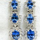 █$6500 5.60CT NATURAL SAPPHIRE DIAMOND DANGLE EARRINGS THREE TIER CHANDELIER█