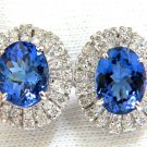 █$11,000 7.85CT NATURAL TANZANITE DIAMONDS CLUSTER CLIP EARRINGS 14KT █