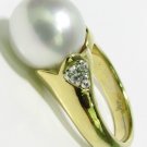 $2650 .20CT DIAMONDS & NATURAL SOUTH SEAS WHITE PEARL RING 14KT