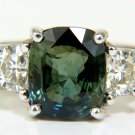 $33000 CERTIFIED 6.96CT NO HEAT NATURAL GREEN SAPPHIRE DIAMOND RING UNHEATED █