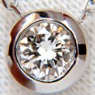 █$5200 .65CT DIAMOND MODERN SOLITAIRE BEZEL NECKLACE 14KT H / Si-1 EXCELLENT █