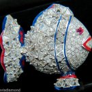 █$18000 18KT 5.00CT 3D FISH TRIANGLE & ROUND DIAMONDS PENDANT PIN EXCELLENT█