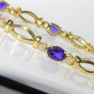 █$1800 7.25CT NATURAL OVAL AMETHYST DIAMOND BRACELET 14KT