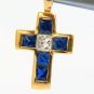 â 14KT .38CT NATURAL PRINCESS CUT DIAMOND SAPPHIRE CROSSâ