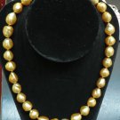 █$13000 18KT 16.6M NATURAL SOUTH SEA GOLDEN PEARLS NECKLACE 1.50CT DIAMOND CLASP